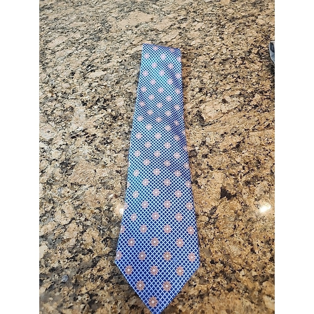 Tasso Elba Men Tie Blue 100% silk Handmade Necktie Classic Tie Great For Easter